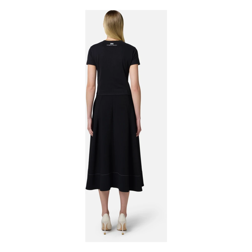 Elisabetta Franchi Zwarte Korte Katoenen Trui Black Dames