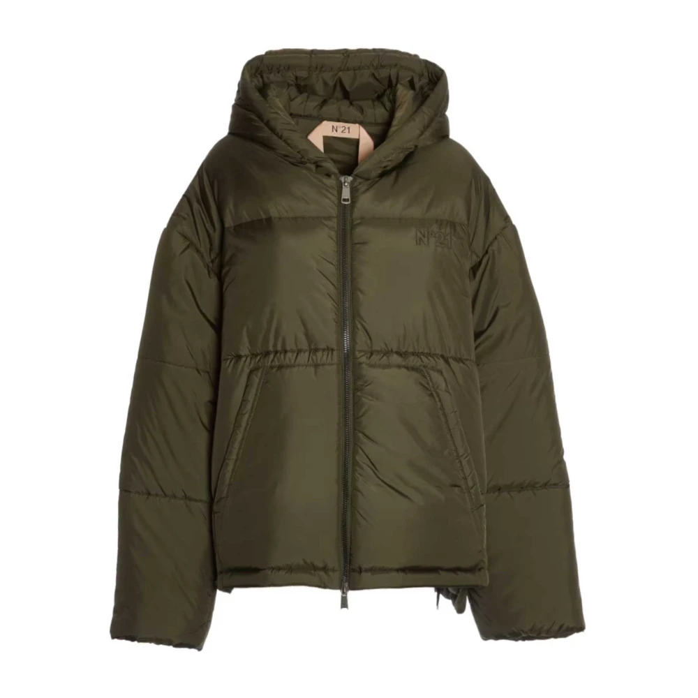 N21 Oversize Militair Groene Gewatteerde Jas Green Dames