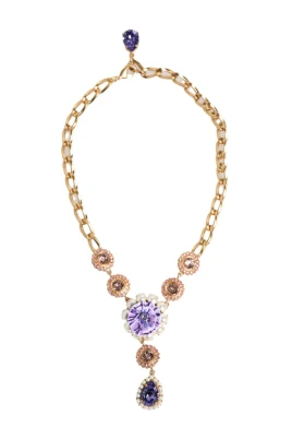 Blommig Kristall Pärla Hänge Halsband
