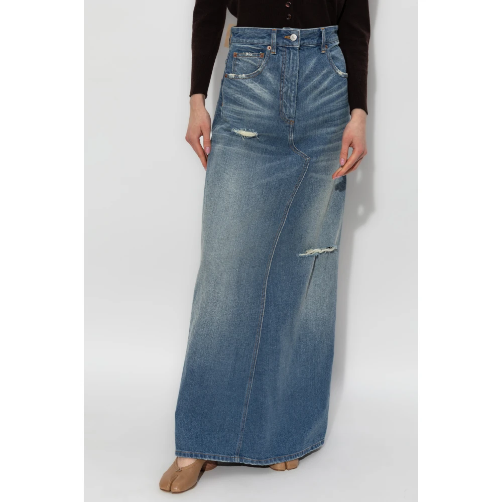 MM6 Maison Margiela Denim rok met vintage effect Blue Dames