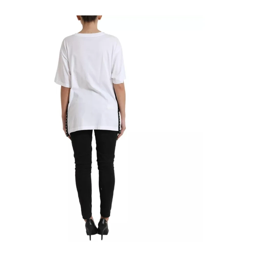 Dolce & Gabbana Witte Mode T-shirt met Slogan Print White Dames