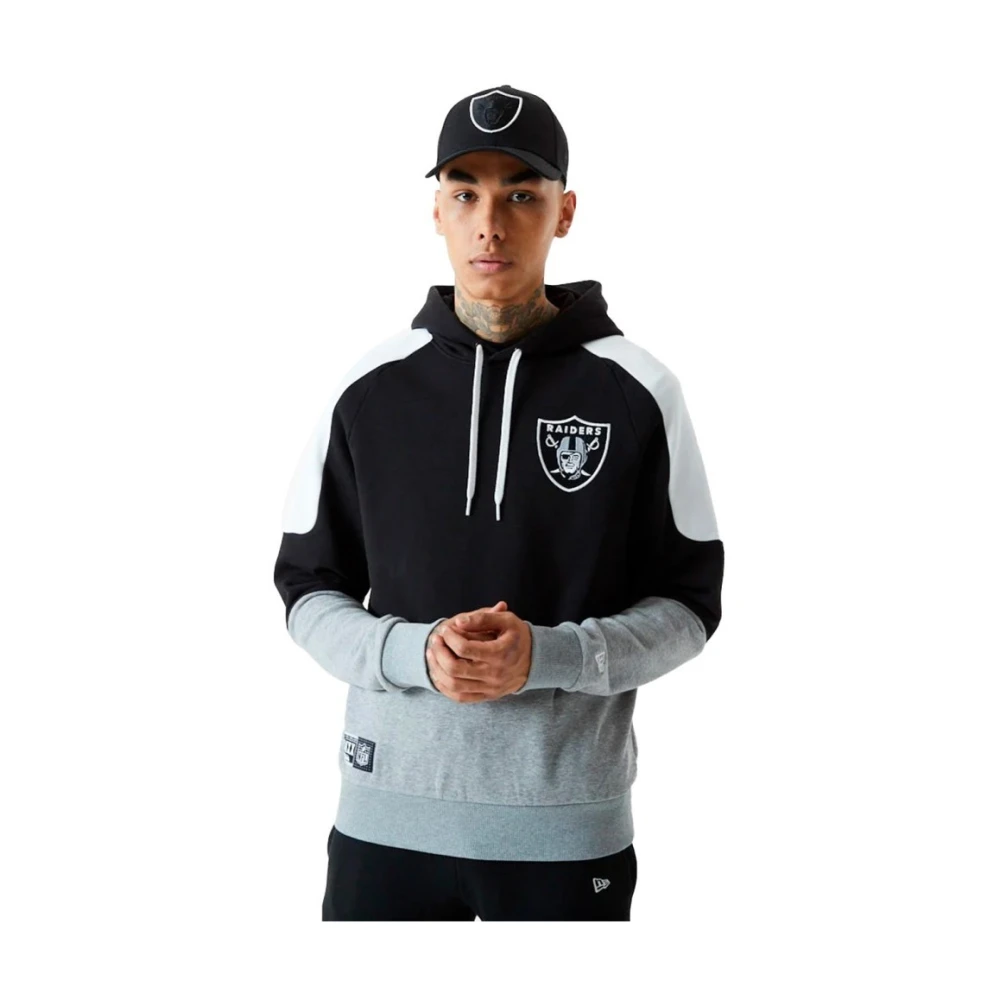 New era Zwarte Raiders Contrast Panel Hoodie Multicolor Heren