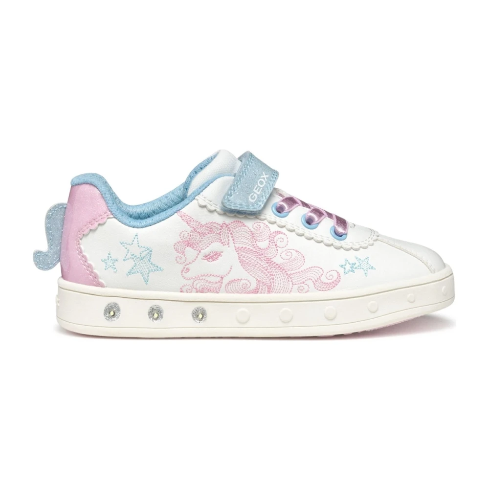 Geox Girls Multicolor Kids Sneakers, 34 Eu, White Kids Trainers