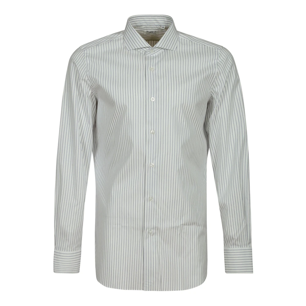 Finamore Milano Gestreept Overhemd White Heren