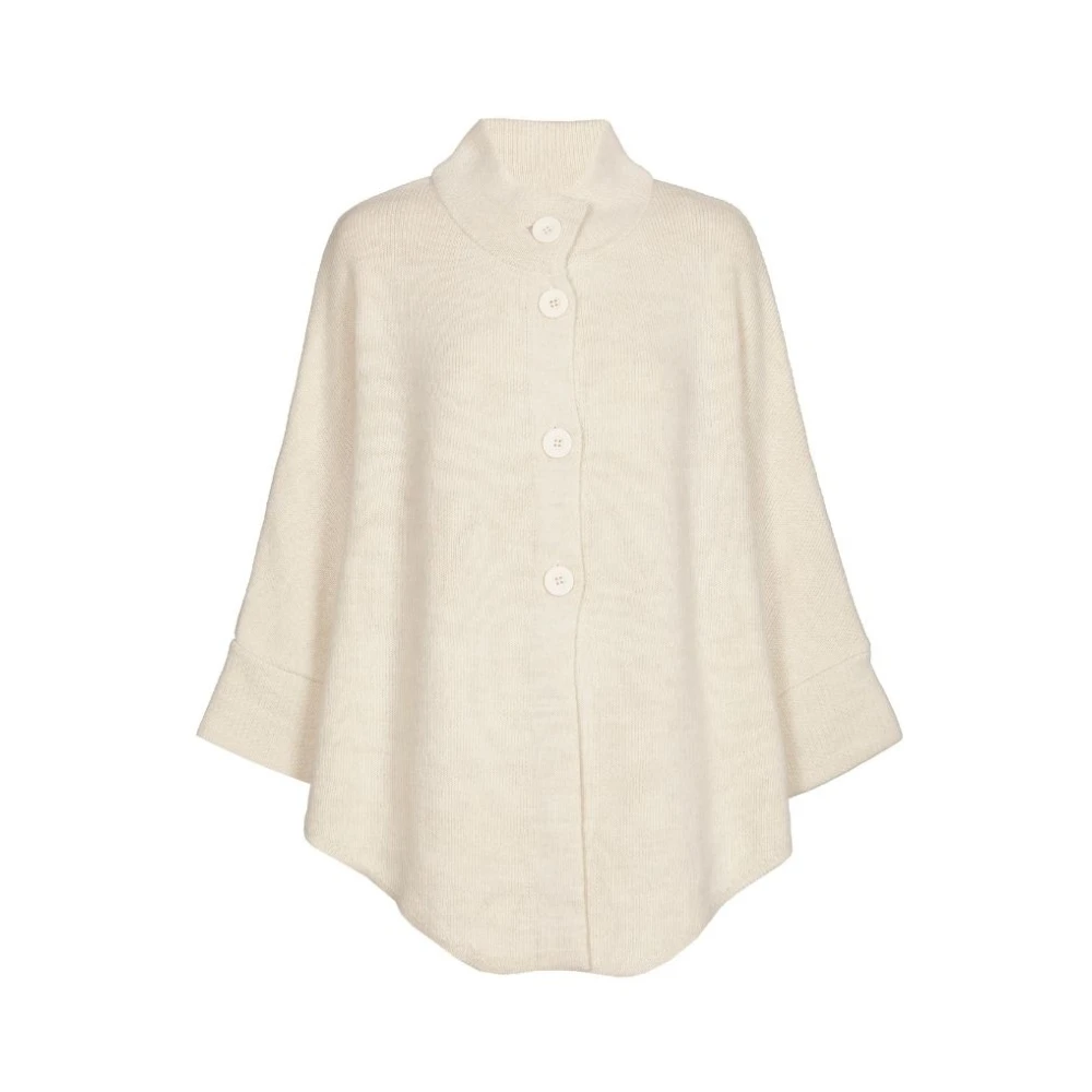 Marie Méro Ecru Geknoopte Cape voor Herfststijl White Dames