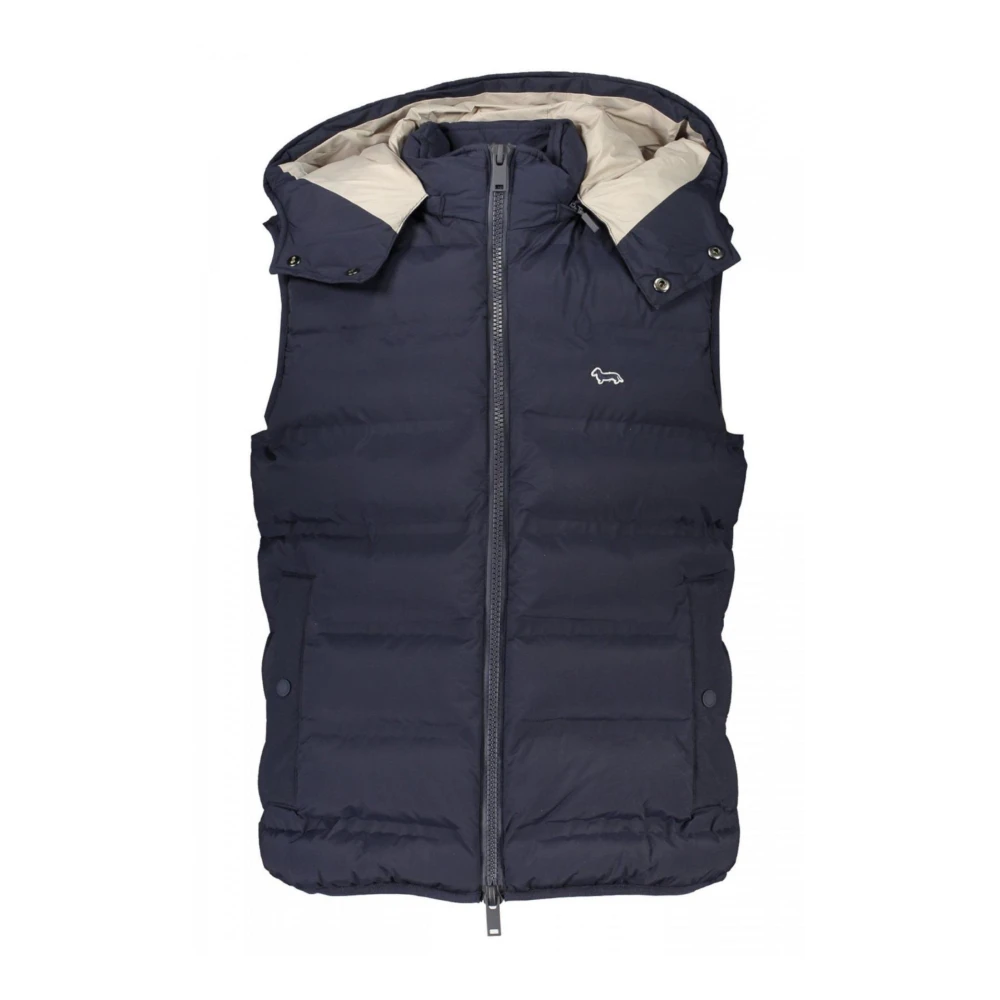 Harmont & Blaine Heren blauwe bodywarmer met capuchon en logo aan de voorkant XL Blue Heren