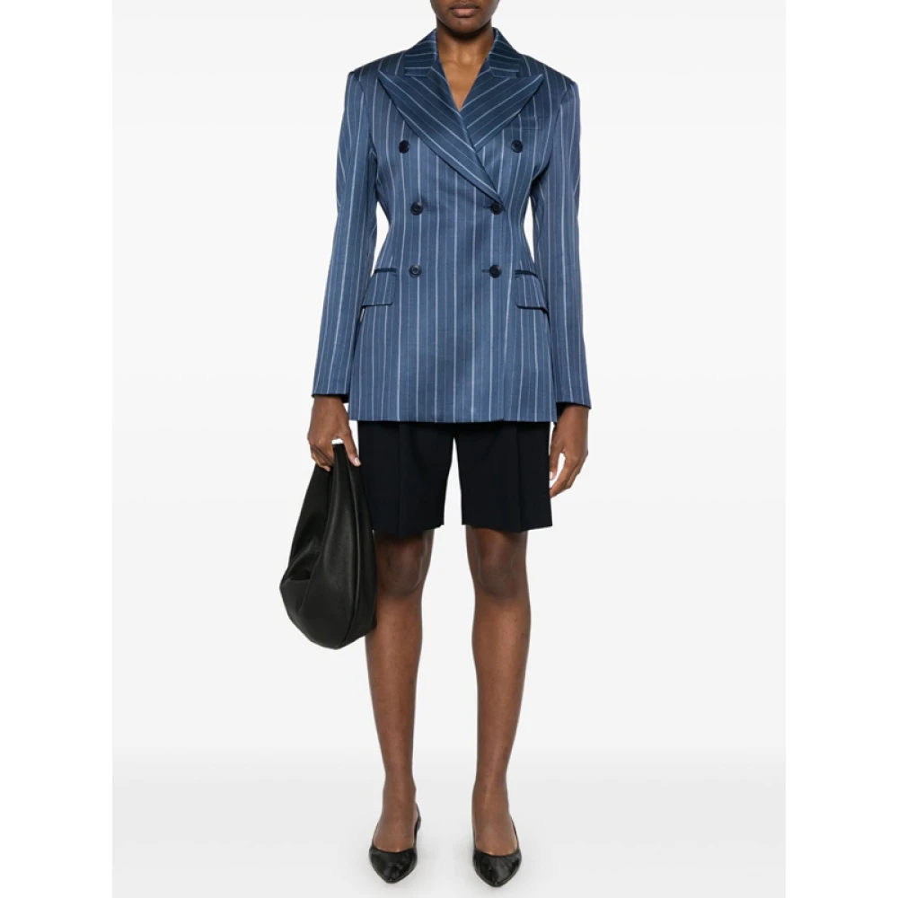 Ermanno Scervino Blauw Gestreepte Double-Breasted Blazer Blue Dames
