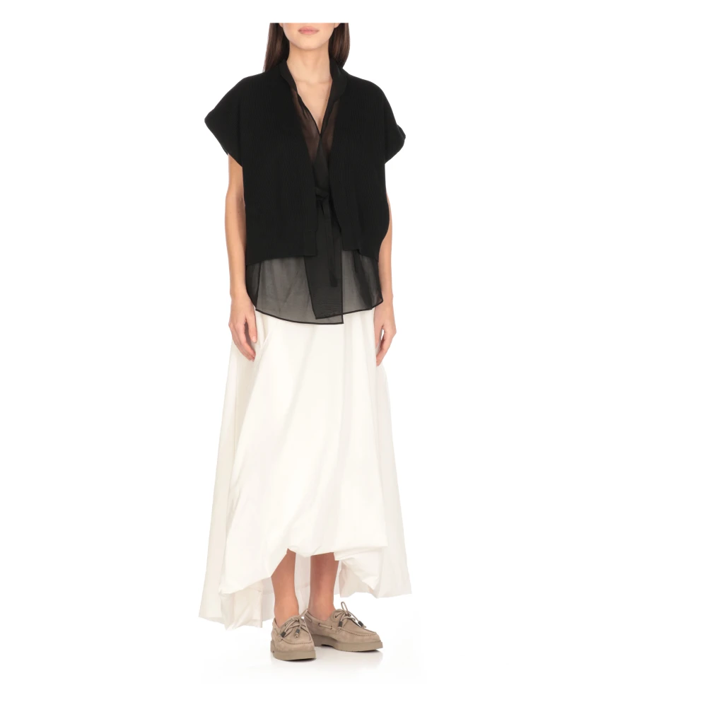 BRUNELLO CUCINELLI Zwarte Katoenen Vest met Messing Details Black Dames