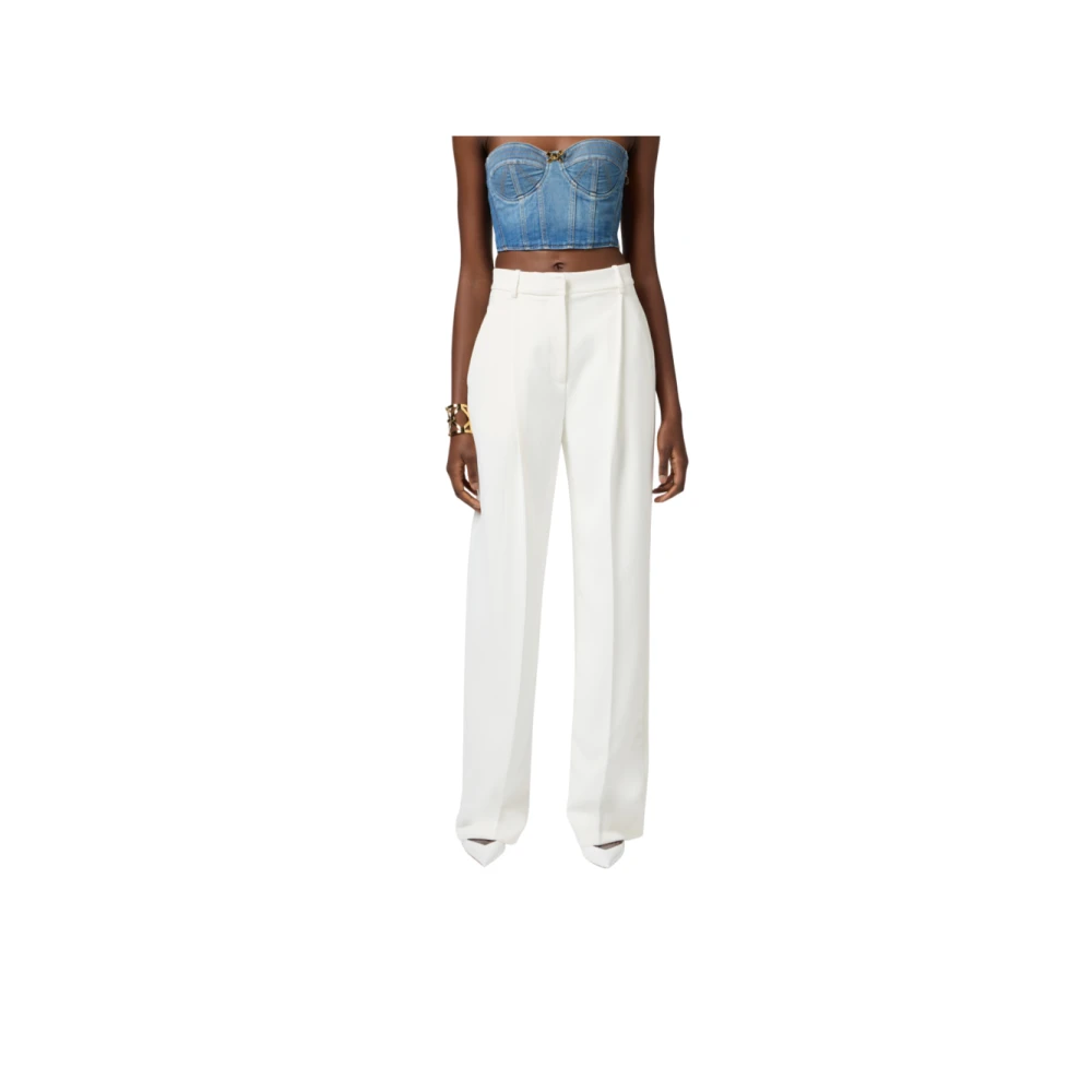 Elisabetta Franchi Ivoor Broek met Stretch Crêpe White Dames