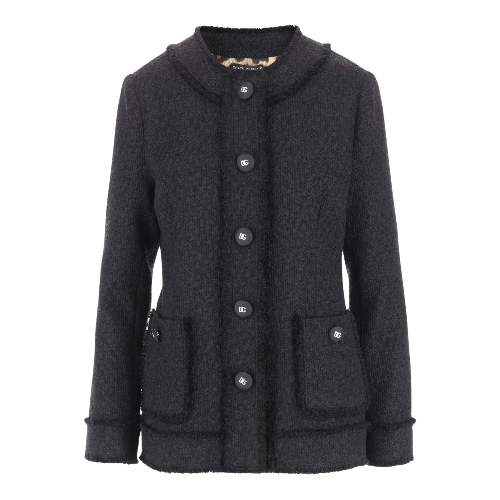 Dolce & Gabbana Wollen Rachel Tweed Jas Black Dames