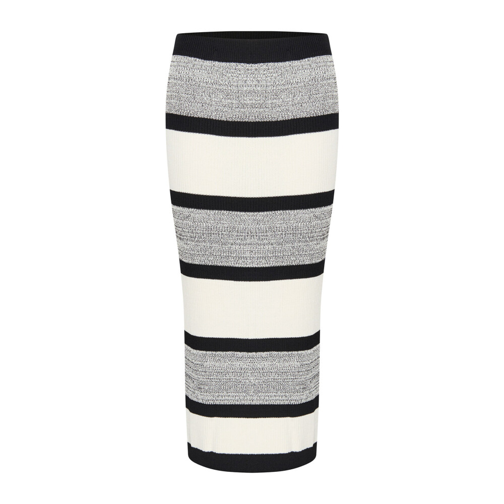 Black and white striped knit outlet skirt