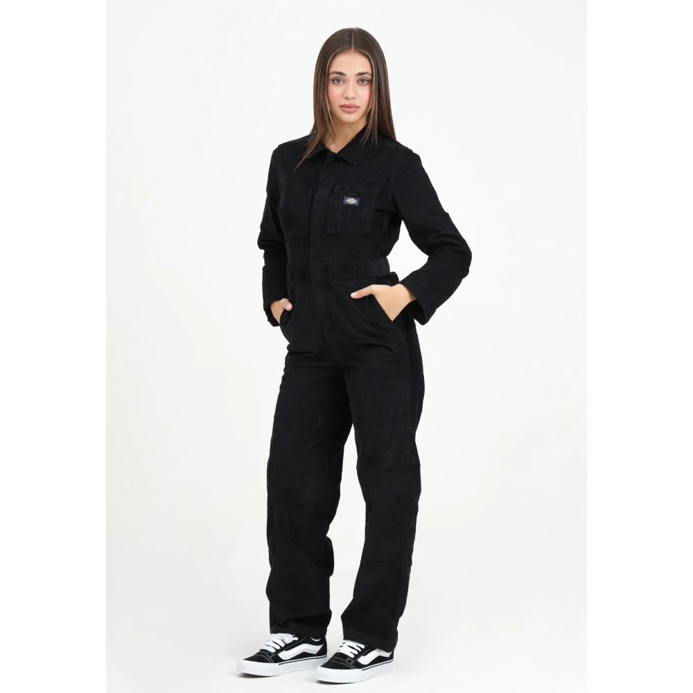 Dickies Zwart Fluweel Jumpsuit Casual Stijl Black Dames