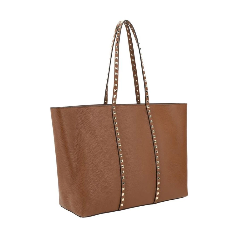 Valentino Garavani Leren tas met studs en handvatten Brown Dames
