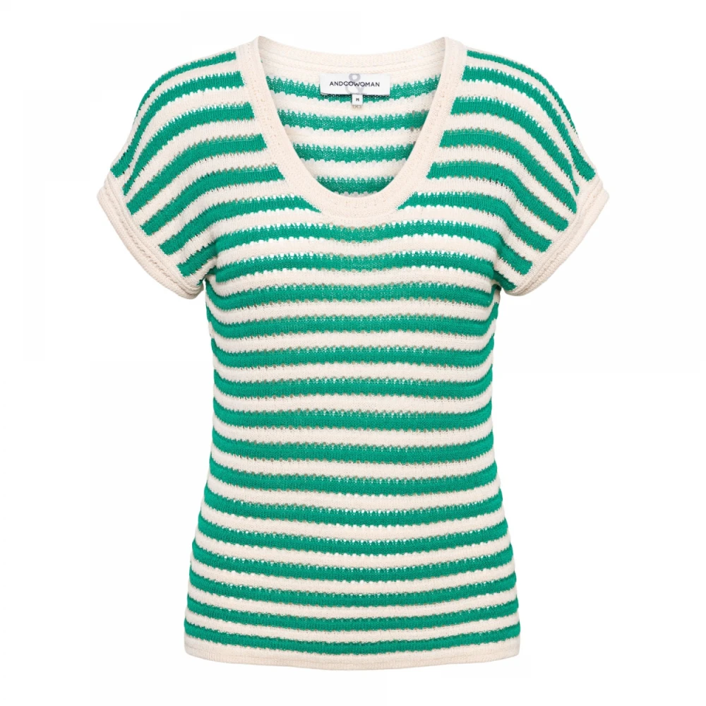 &Co Woman Gestreepte Groene Top Multicolor Dames