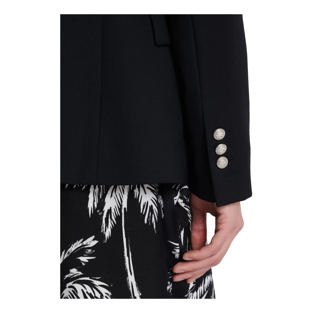 Balmain Wollen 6-knoops jas Black Heren