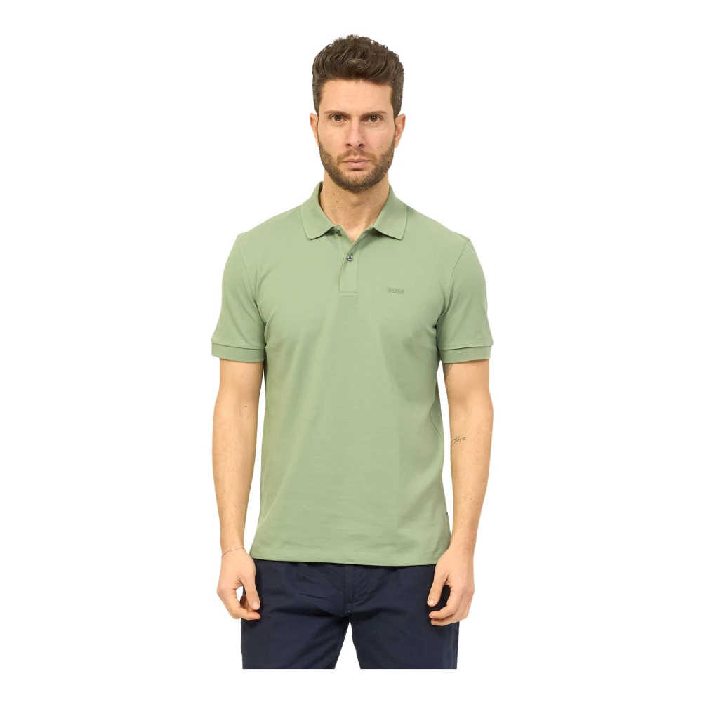 Boss Groene Pima Katoen Polo Shirt Green Heren