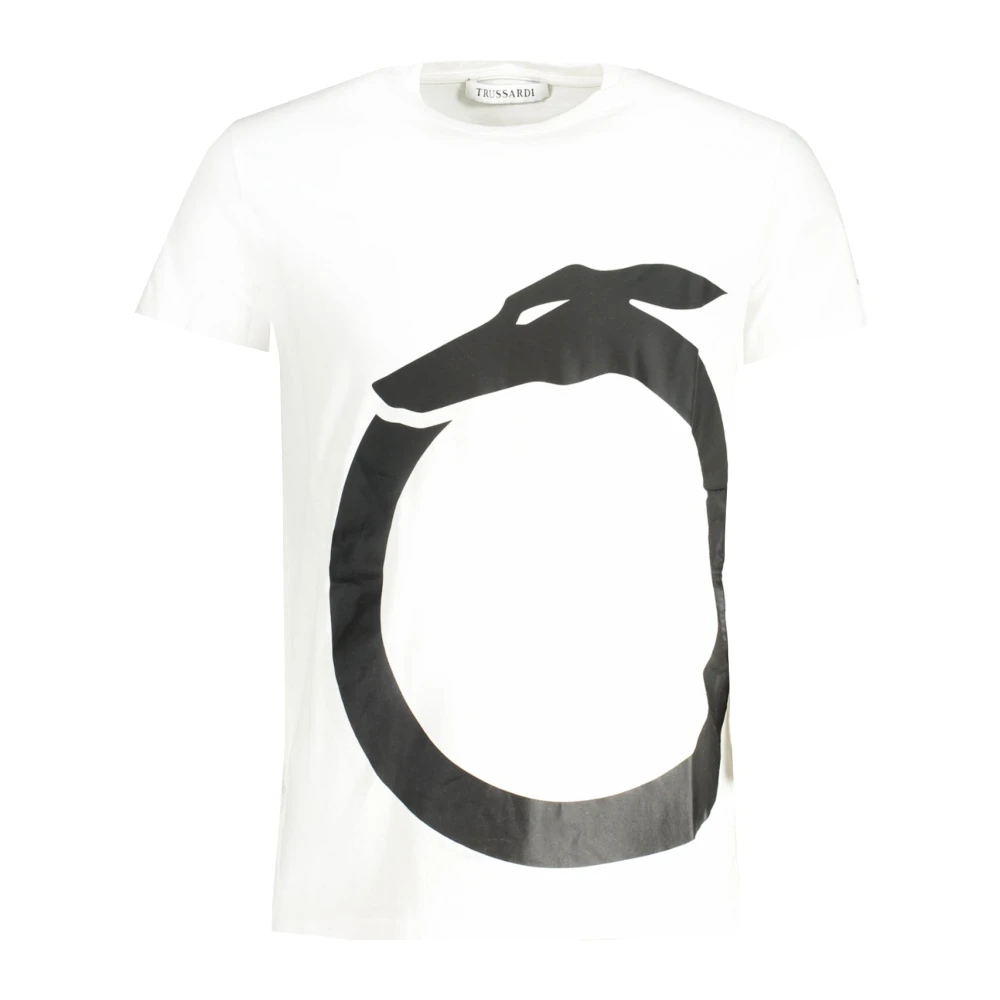 Trussardi Korte mouwen witte heren tee logo print White Heren