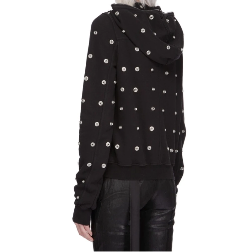 Rick Owens Studded Cotton Jersey Cardigan Black Dames
