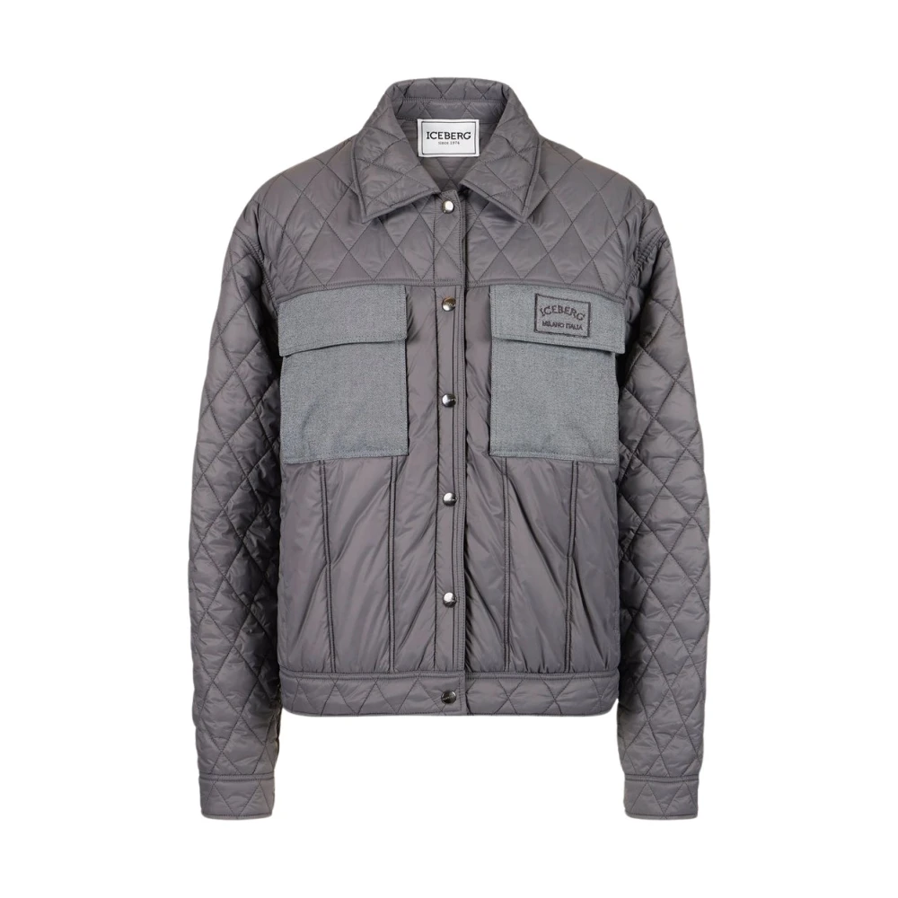 Iceberg Regular fit jack in gewatteerd nylon Gray Dames