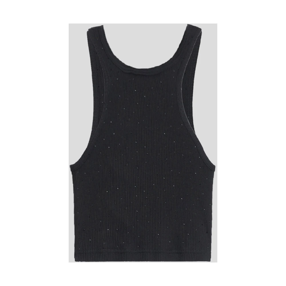 alexander wang Cropped Racer Tank Katoenen Top Black Dames