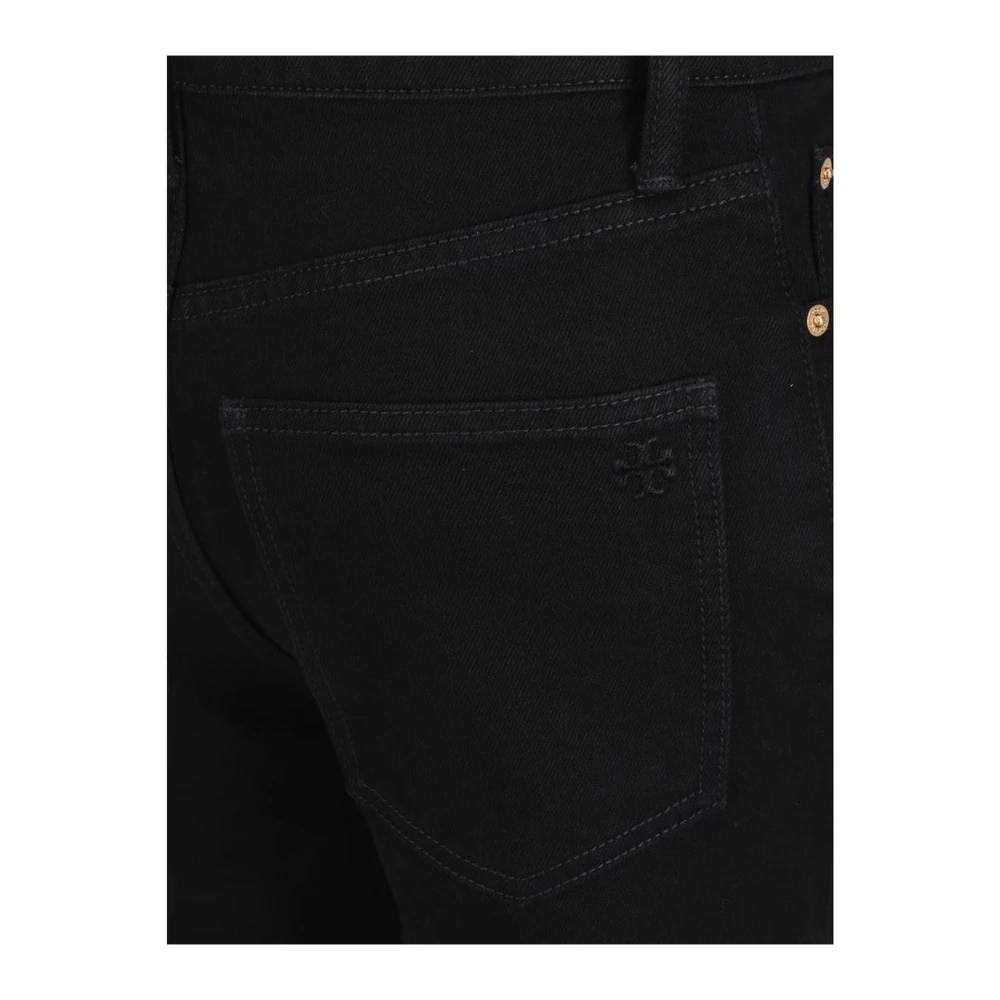 TORY BURCH Cropped Flare Denim Broek Black Dames