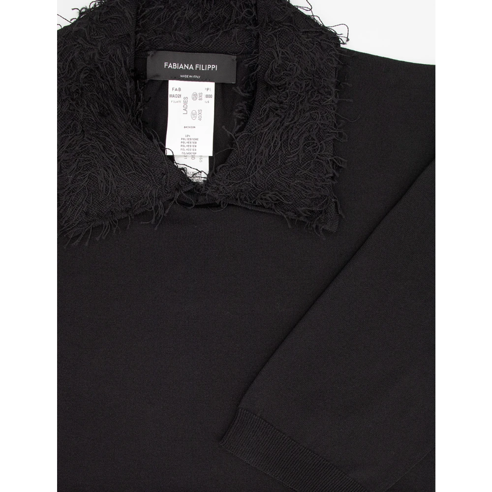 Fabiana Filippi Slim Fit Gekraagde Jersey Sweater Black Dames