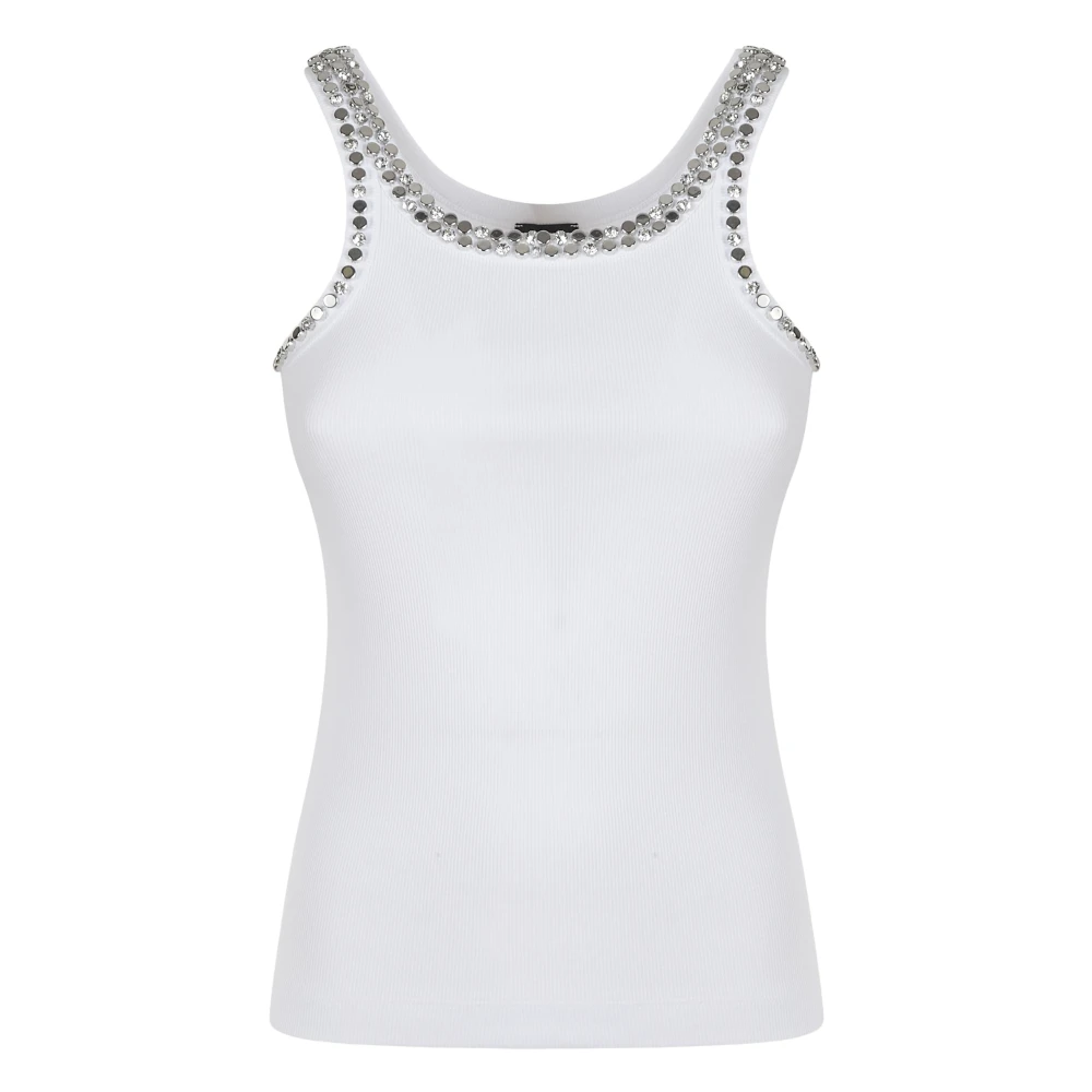 Pinko Women's White Coriandoli Canotta Costina - Sleeveless Tops - Xs - Tops