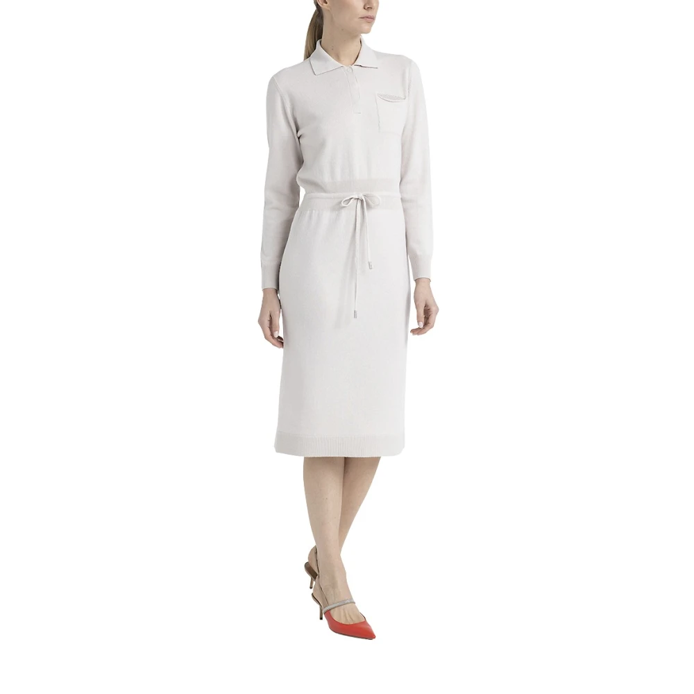 PESERICO Wol zijde kasjmier gebreide jurk Beige Dames