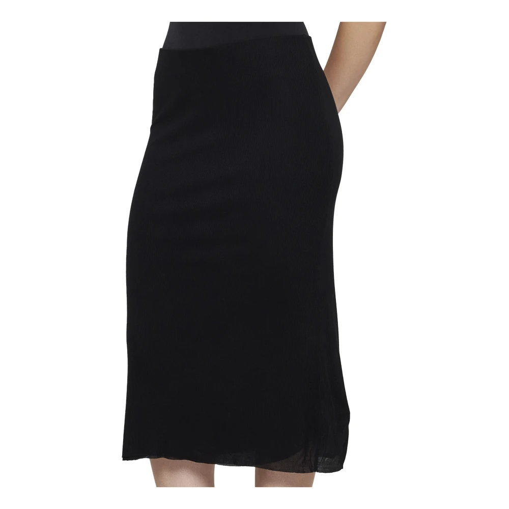 Khaite Geribbelde Zwarte Midi Rok Black Dames