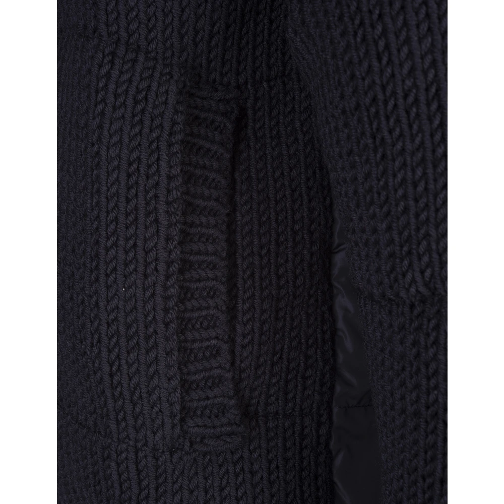 Moncler Blauwe Gewatteerde Vest Wol Rits Blue Heren