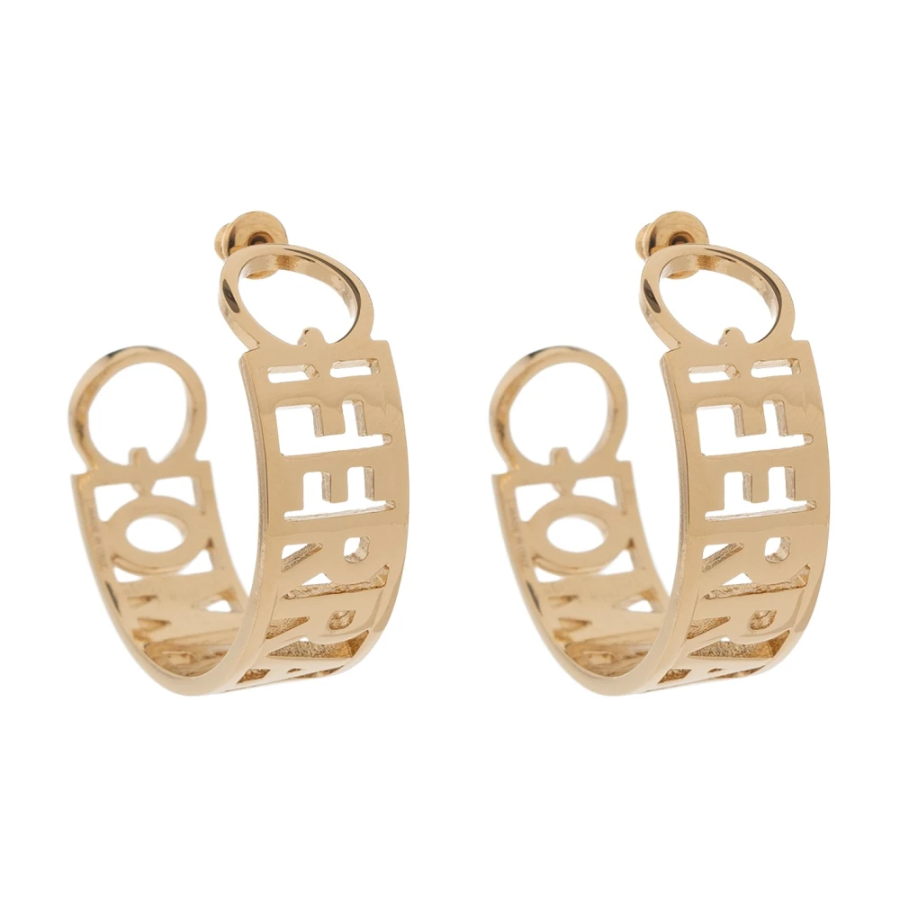 Salvatore Ferragamo Oorbellen met kristallen versiering Yellow Dames