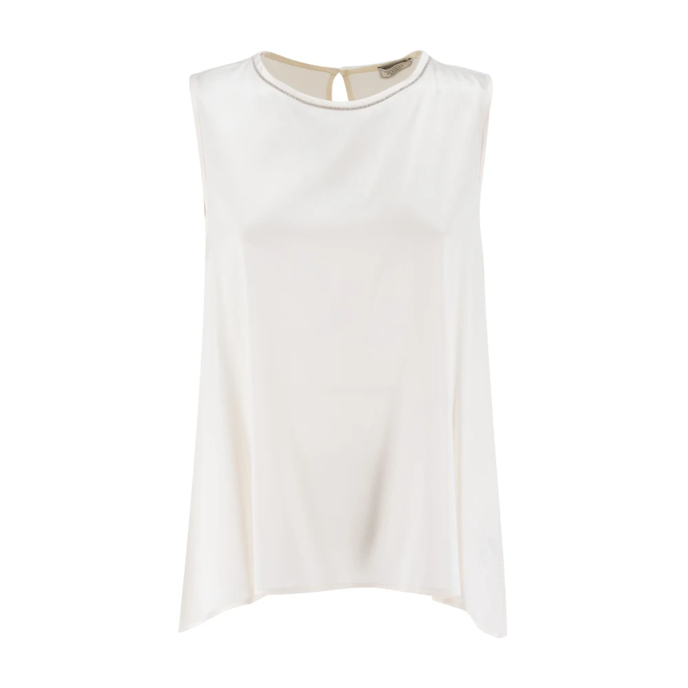 PESERICO Zijden Top met Luminous Ketting White Dames