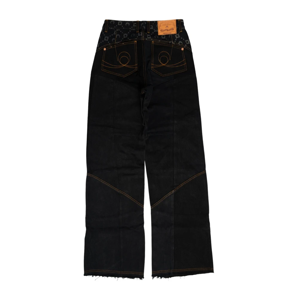 Marine Serre Flare Denim Broek Black Dames