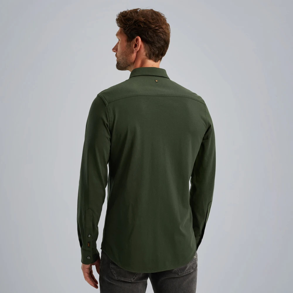 PME Legend Satin Jersey Overhemd met Kent Kraag Green Heren