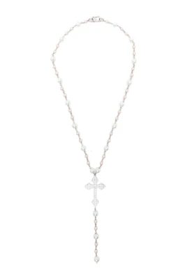 Pearl Rosary Cross Necklace