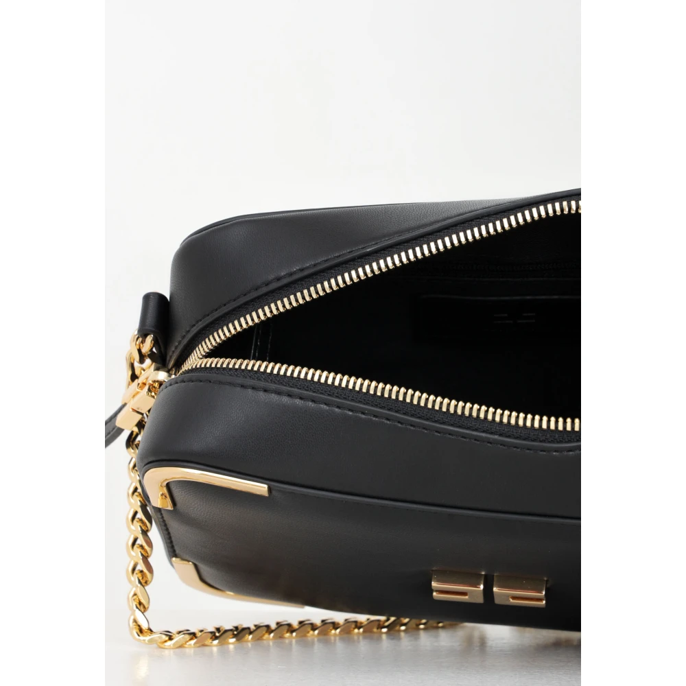 Elisabetta Franchi Zwarte schoudertas met kettingriem Black Dames