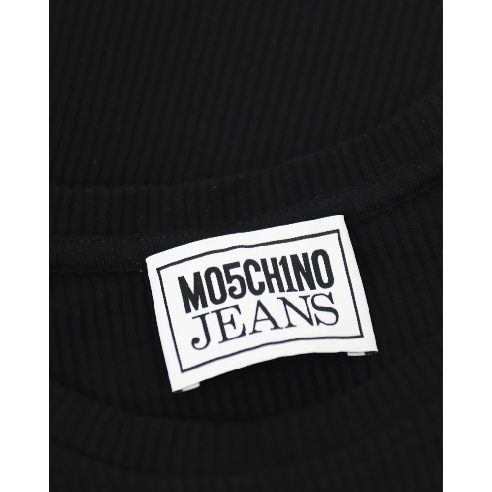 Moschino Logo Patch Cropped T-Shirt Zwart Black Dames