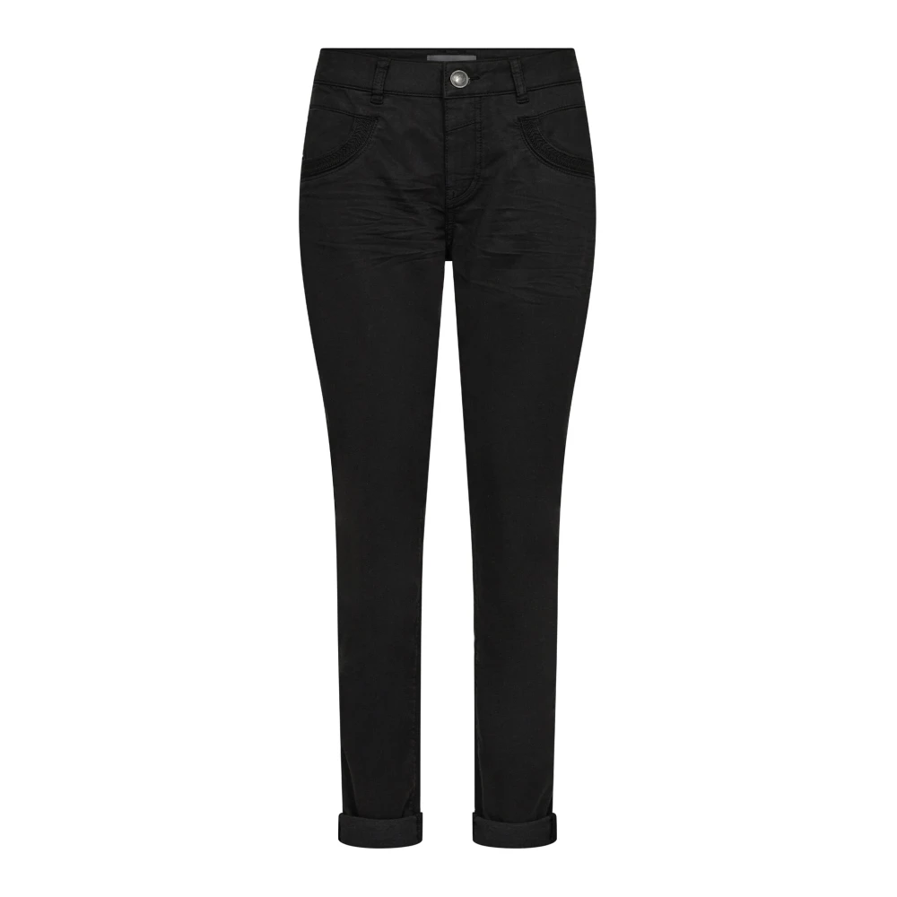 MOS MOSH Zwarte Treasure Pant met geborduurde details Black Dames
