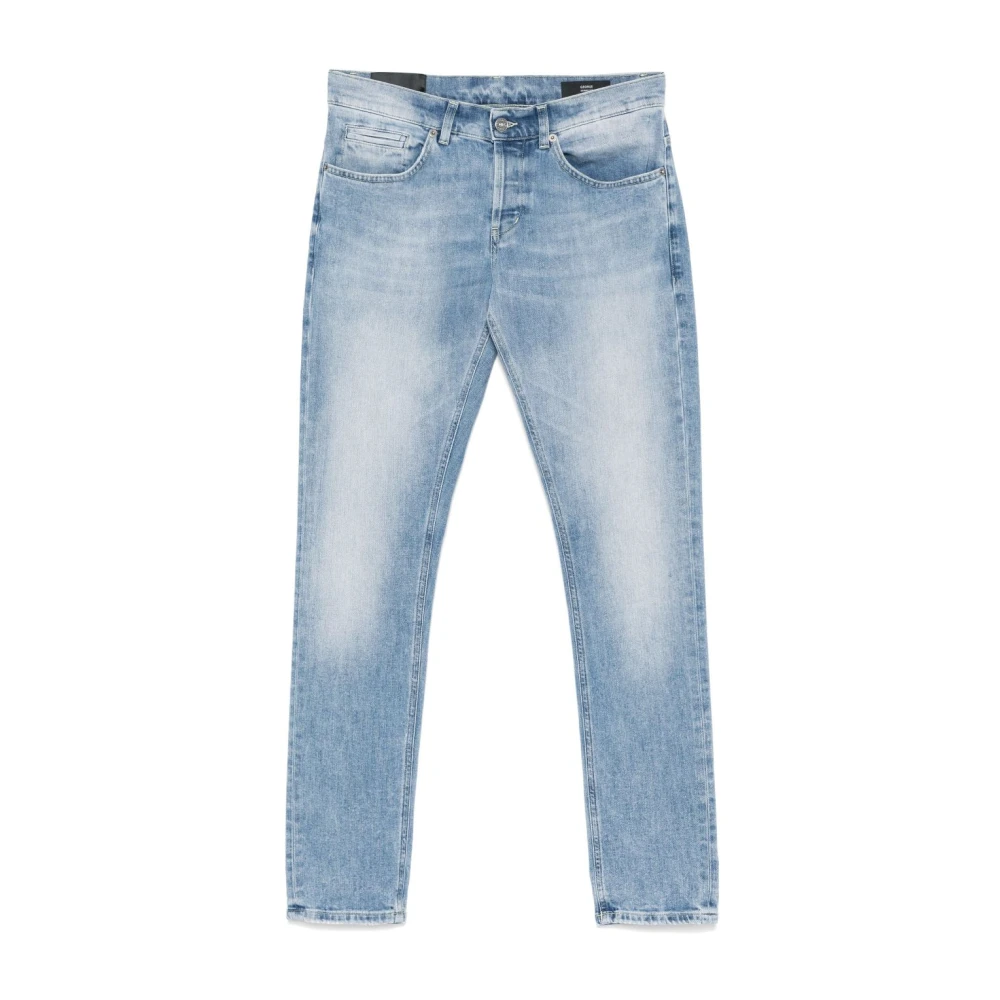 Dondup Blauwe Jeans Knoopsluiting Klassieke Zakken Blue Heren