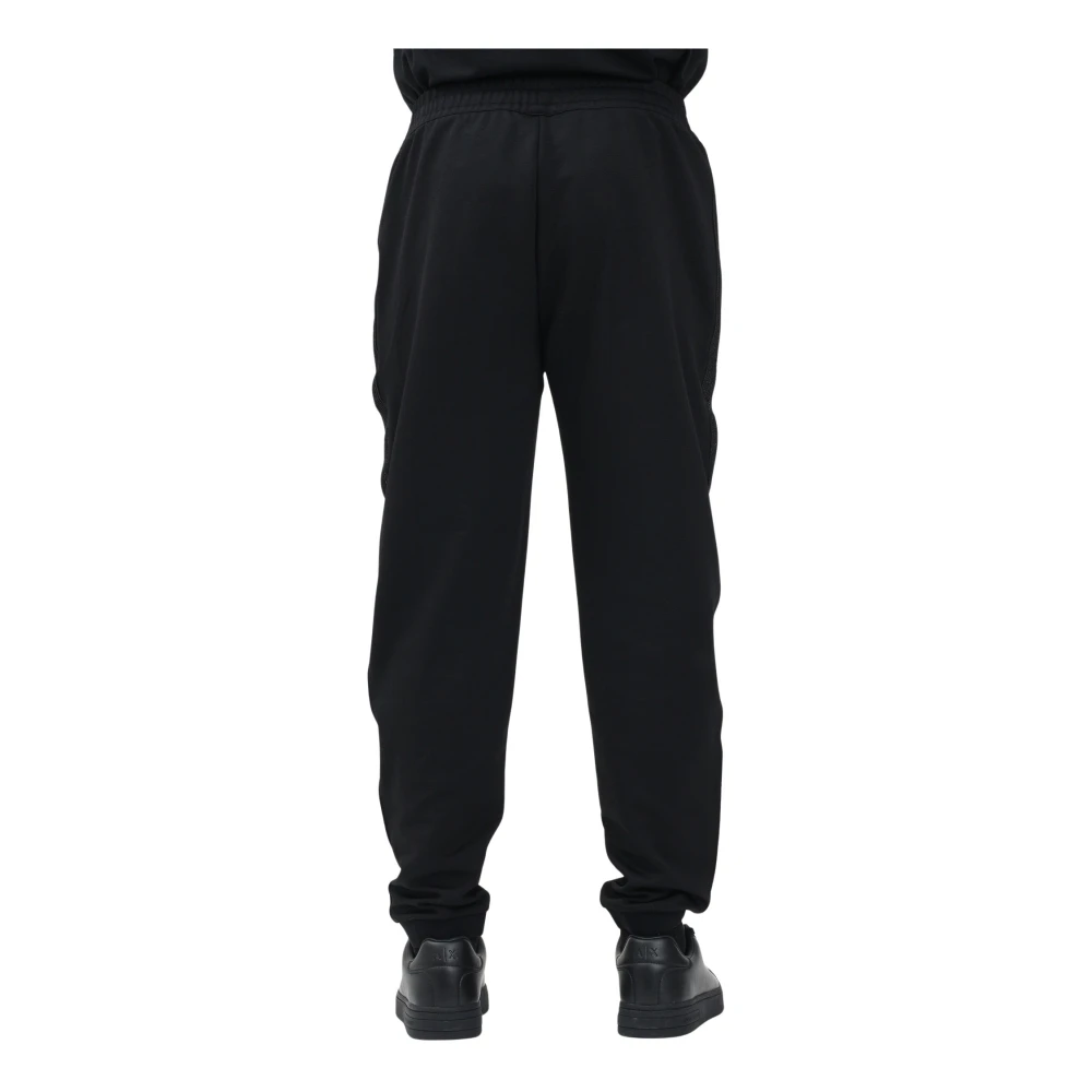 Emporio Armani EA7 Sportieve Zwarte Broek met Dynamisch Design Black Heren