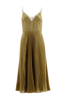 Technical Voile Pleated Midi Dress