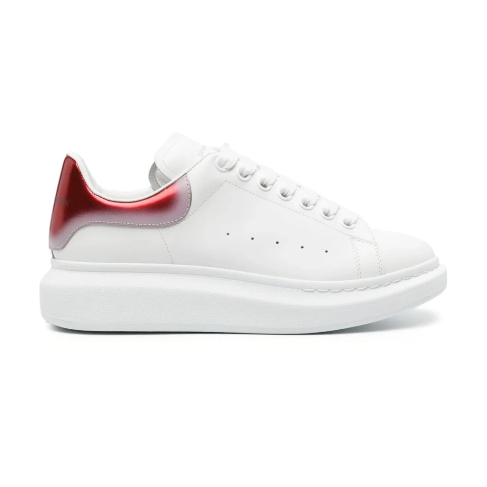 Hvide Oversized Sneakers med Rød Hæl