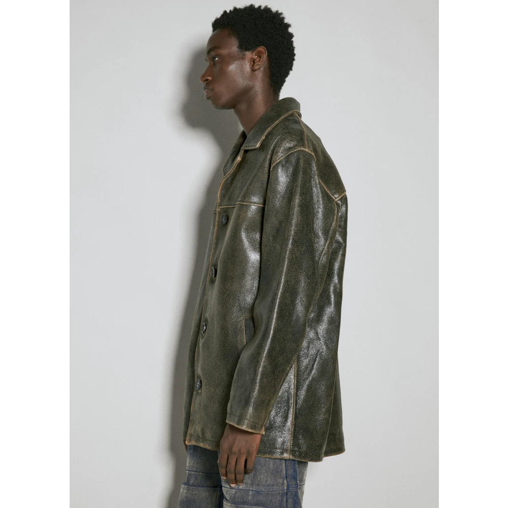 Guess Krakend Leren Jas Brown Heren