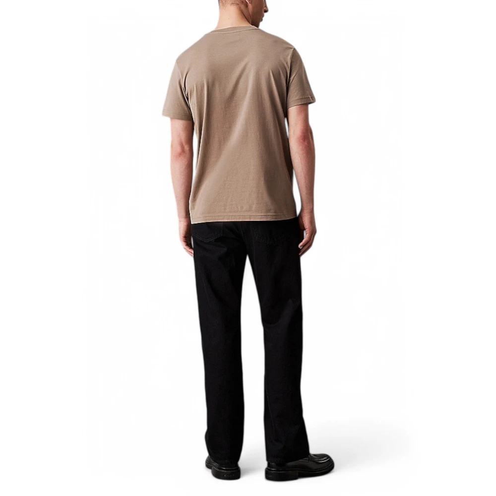 Calvin Klein Jeans Beige Katoenen T-shirt Korte Mouw Beige Heren