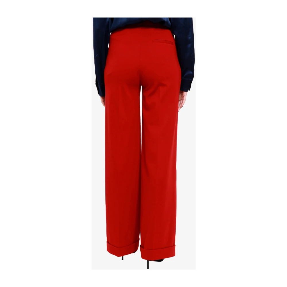 Semicouture Rode Milan Steek Wijde Pijp Broek Red Dames