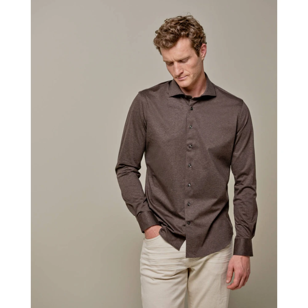 Profuomo Cutaway Overhemd Bruin Brown Heren