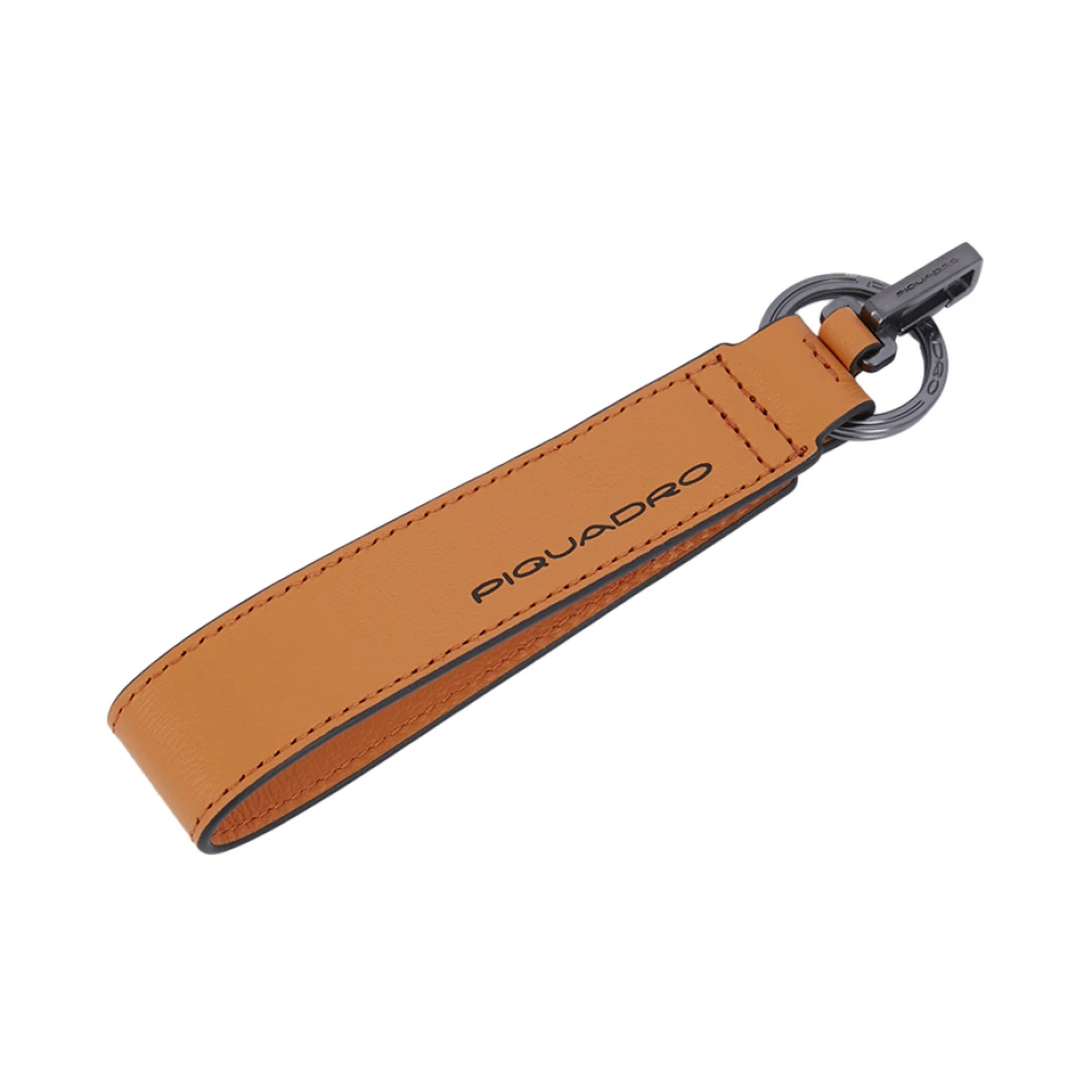 Piquadro Unisex Orange Adresslapp I Läder Med Karbinhake