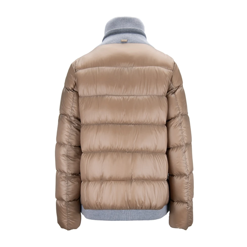Herno High Collar Down Jacket met Rits Beige Dames