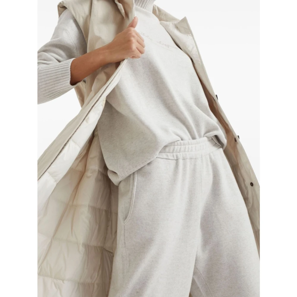 BRUNELLO CUCINELLI Beige Mouwloze Trenchcoat met Donsvulling Beige Dames