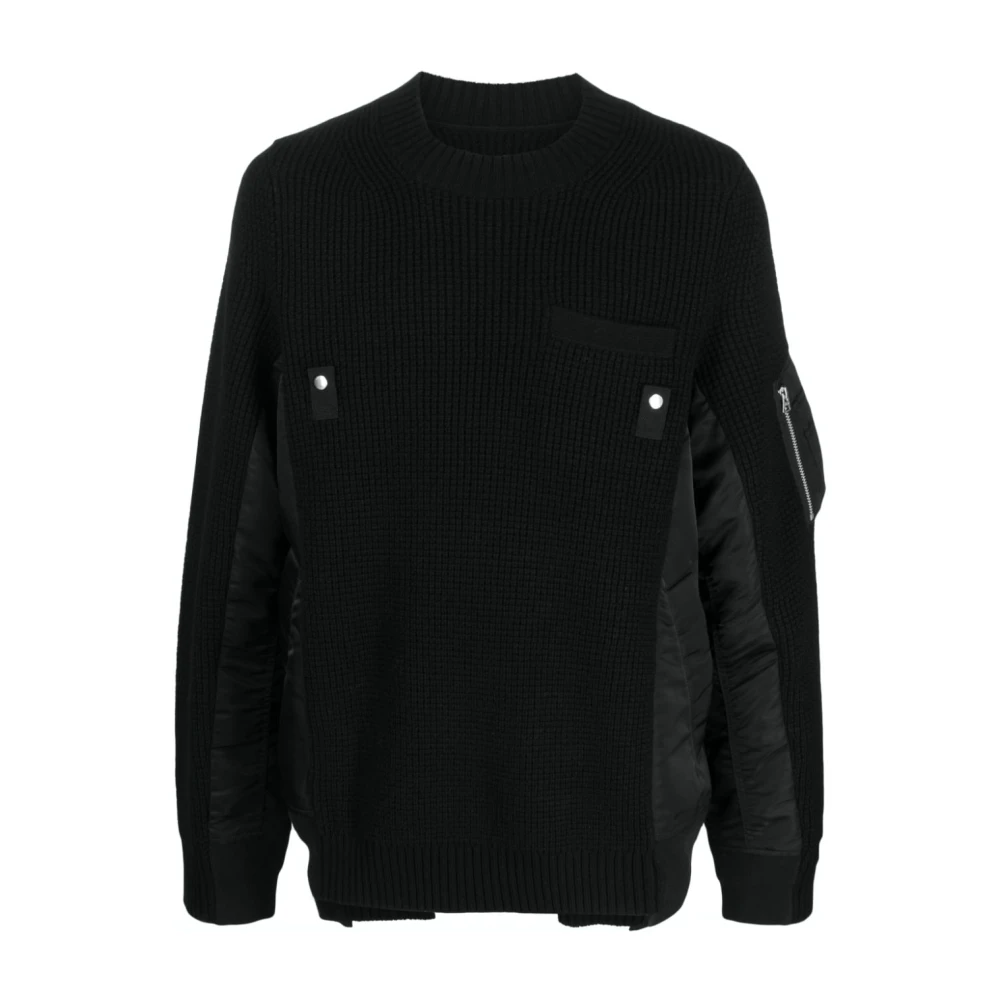 Sacai Zwart Sweatshirt met Logo Black Heren